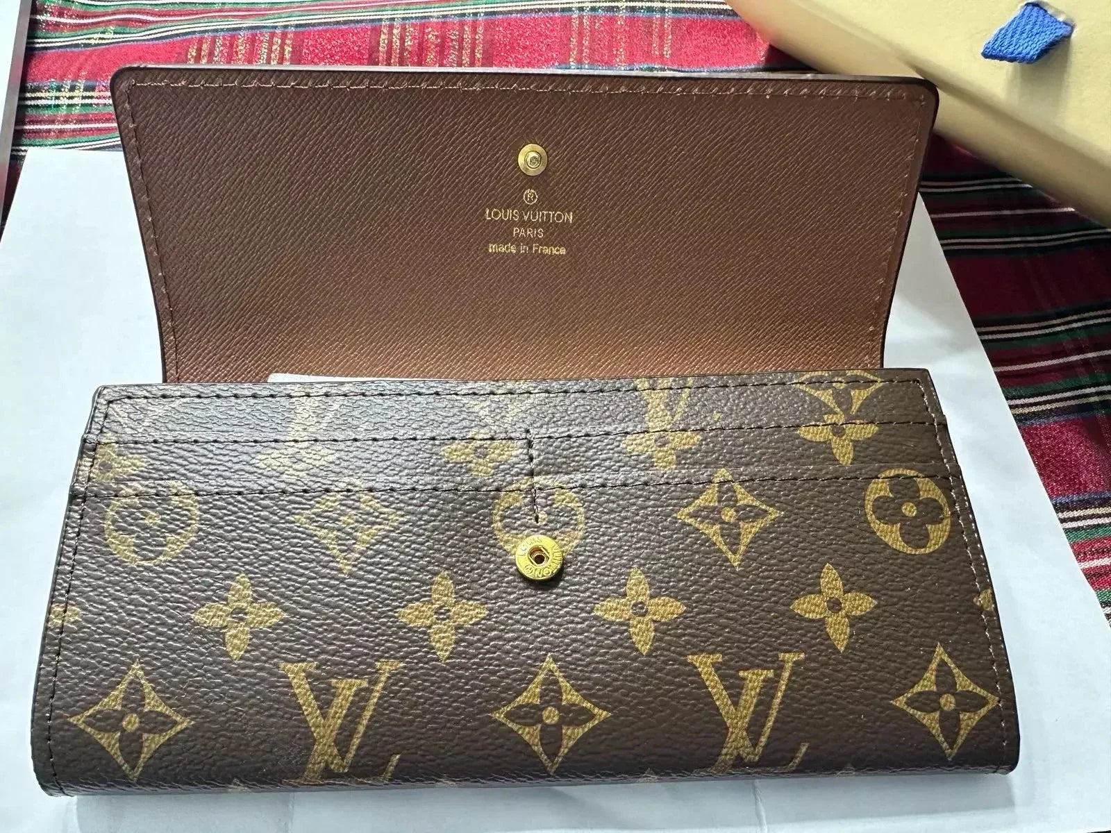 Authentic Louis Vuitton Monogram Sarah Long Wallet – Brown Coated Canvas