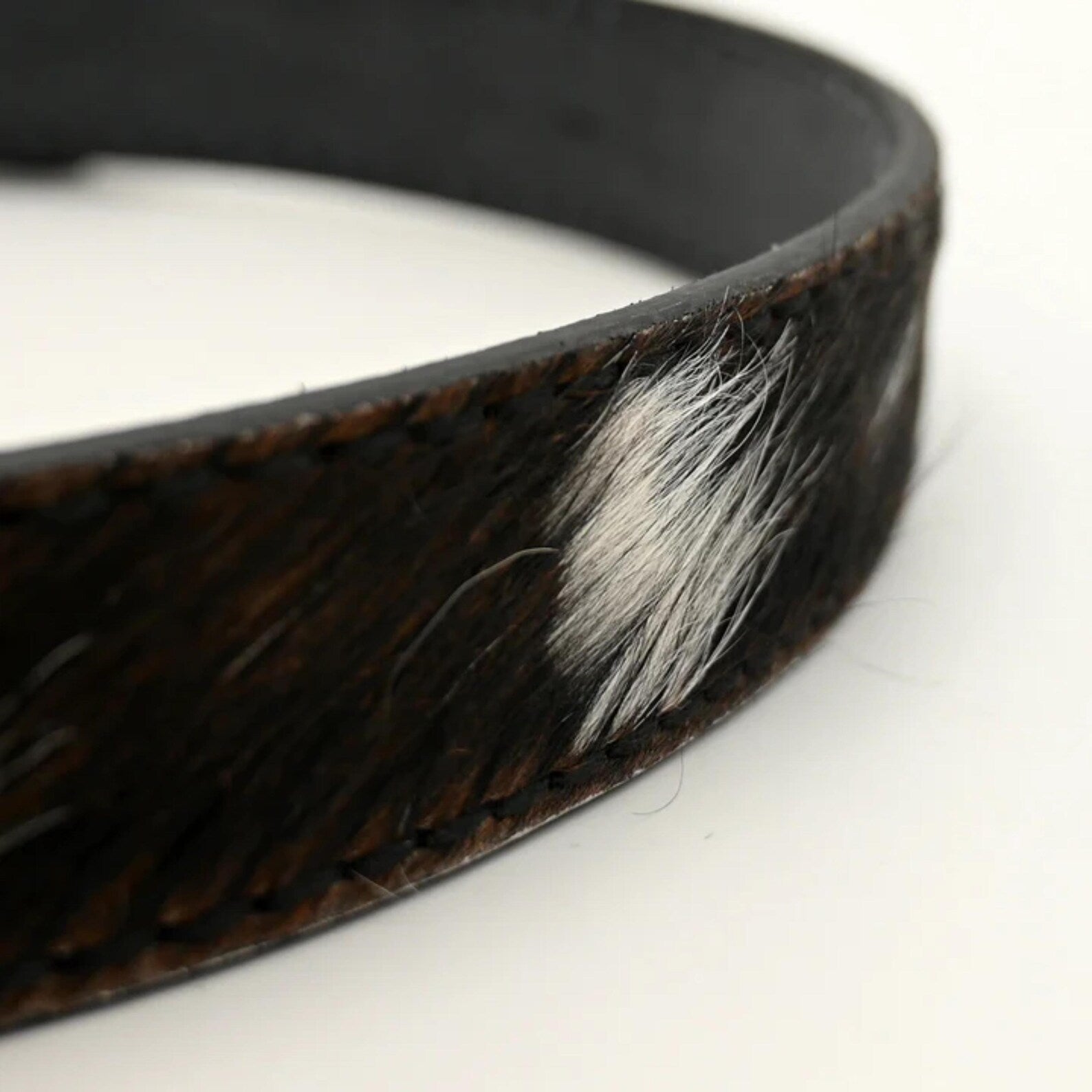 Cow Print Leather Belt – Handmade Western Vintage Cowhide Belt for Men