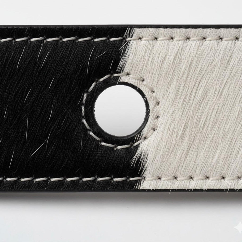 Unique Black White Cowhide Belt – Western Leather Belt for Jeans