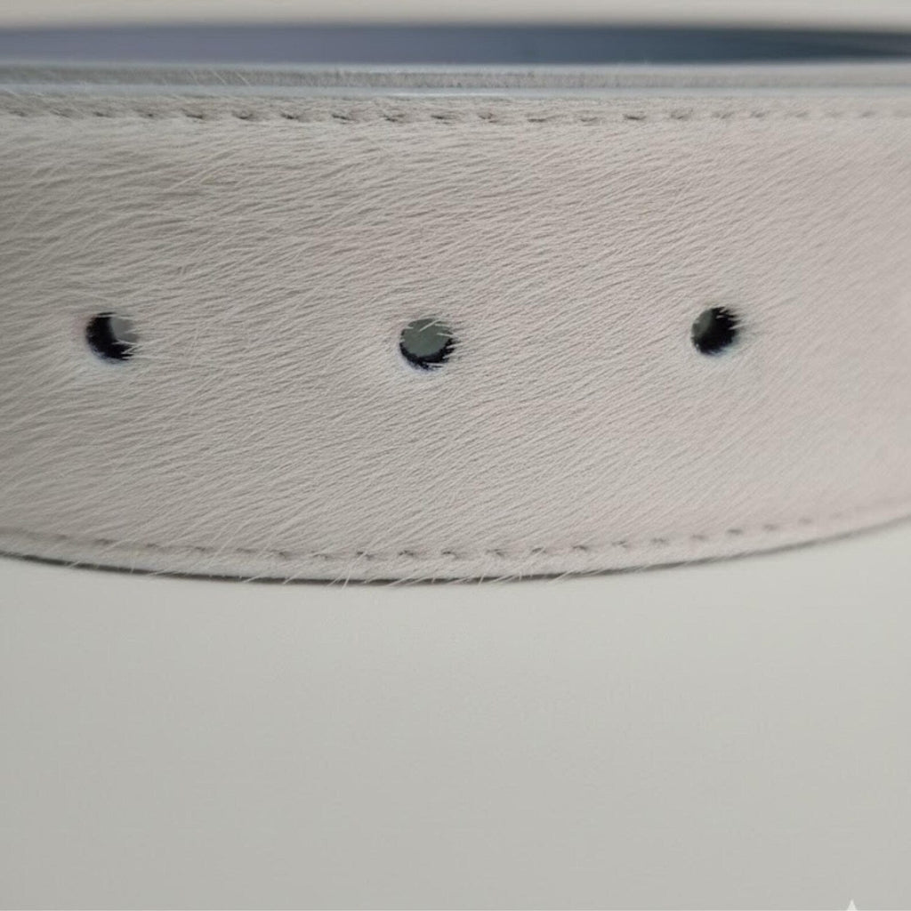 Handmade White Hair on Hide Leather – Mens White Belt for Golf & Summer Wedding