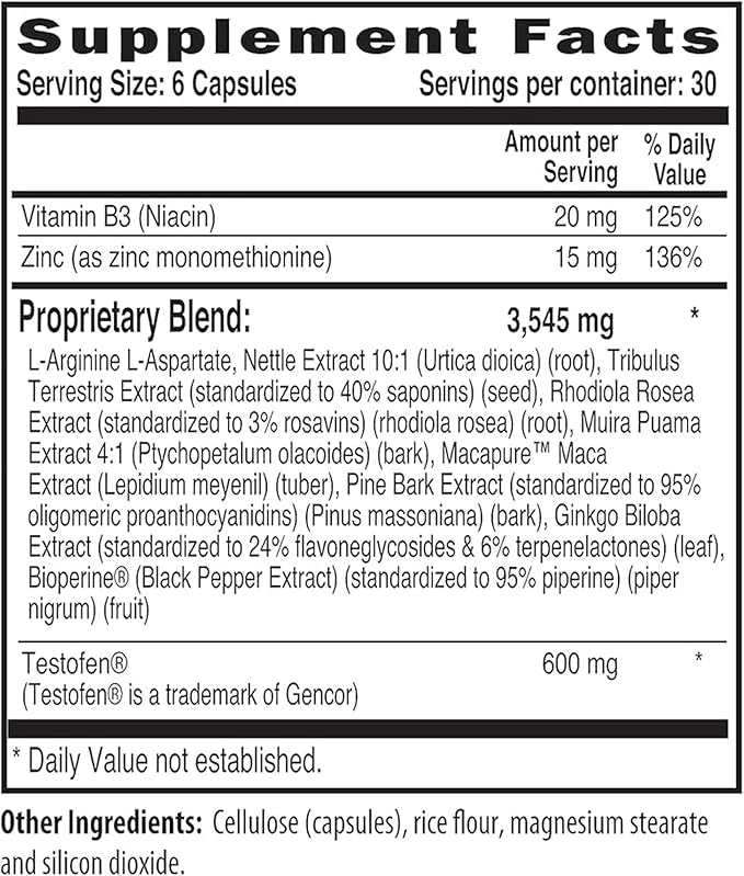 NaturalSlim Testosterin – Testosterone Multivitamin Supplement for Men | Muscle, Endurance & Vitality Support